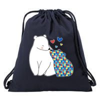Cute Autism Awareness Polar Bear Puzzle Drawstring Bag