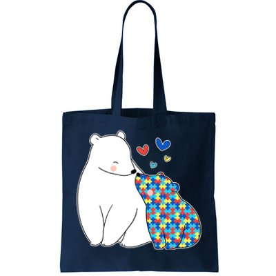 Cute Autism Awareness Polar Bear Puzzle Tote Bag