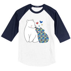 Cute Autism Awareness Polar Bear Puzzle Baseball Sleeve Shirt