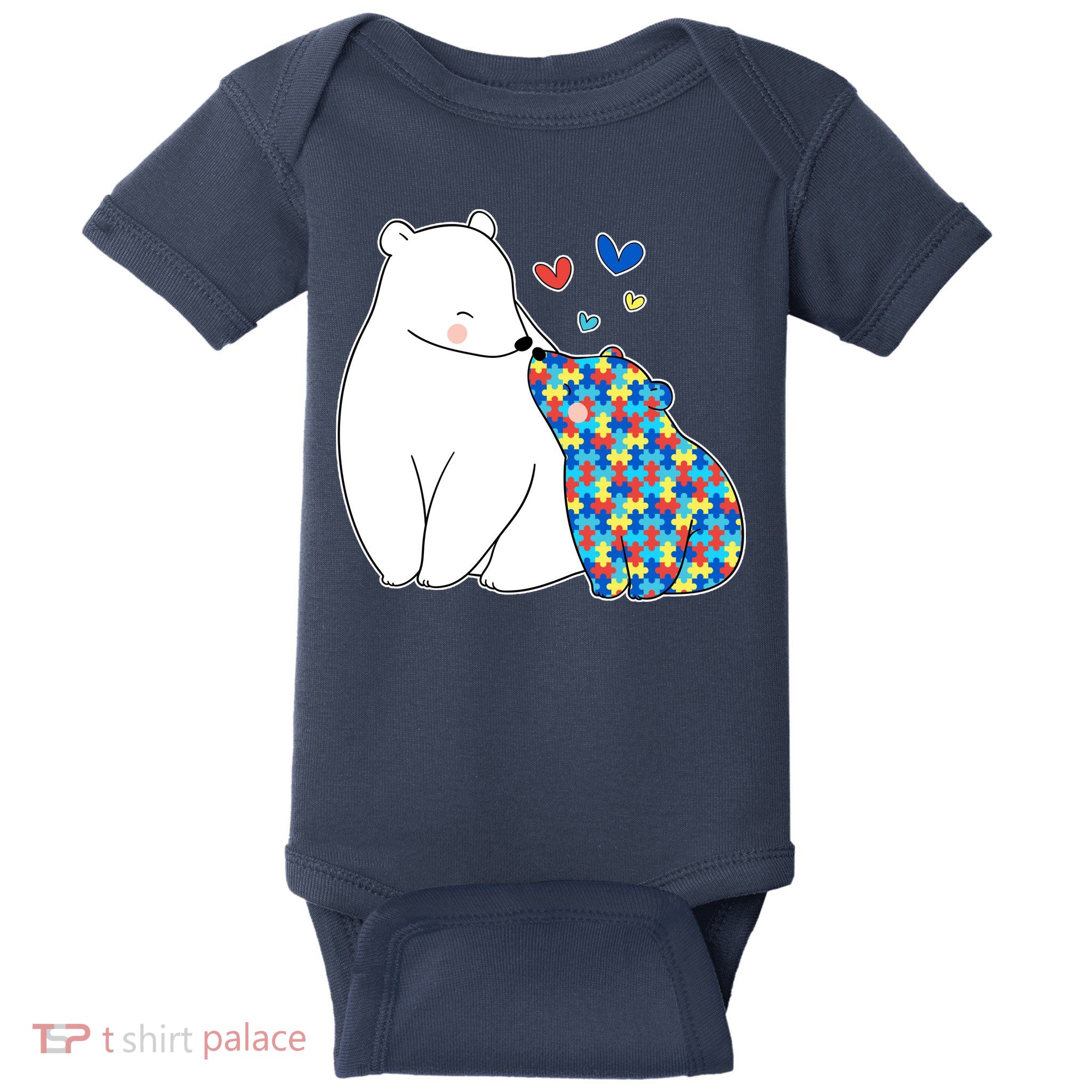 Cute Autism Awareness Polar Bear Puzzle Baby Bodysuit