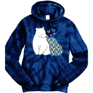 Cute Autism Awareness Polar Bear Puzzle Tie Dye Hoodie