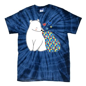 Cute Autism Awareness Polar Bear Puzzle Tie-Dye T-Shirt