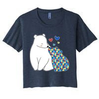 Cute Autism Awareness Polar Bear Puzzle Crop Top