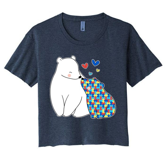 Cute Autism Awareness Polar Bear Puzzle Crop Top