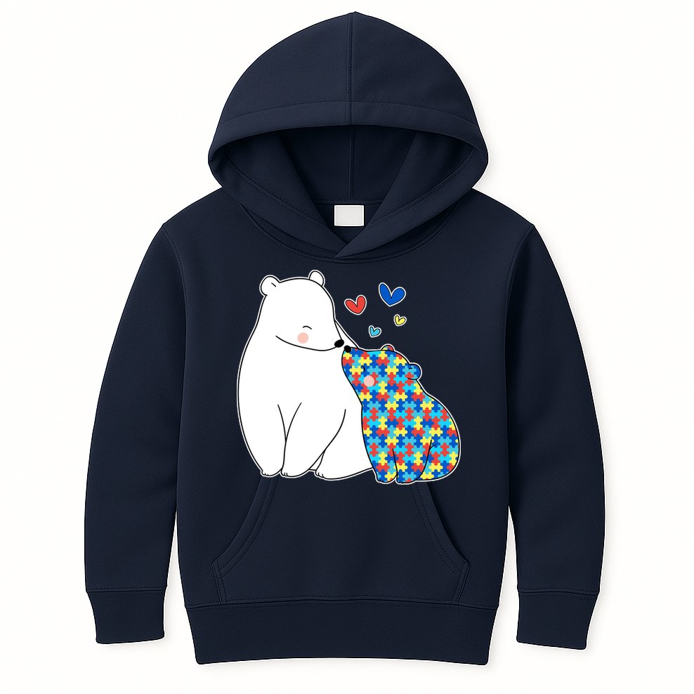 Cute Autism Awareness Polar Bear Puzzle Kids Hoodie