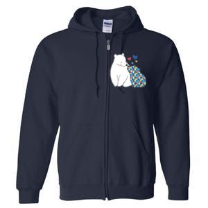 Cute Autism Awareness Polar Bear Puzzle Full Zip Hoodie