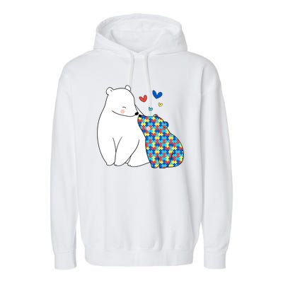 Cute Autism Awareness Polar Bear Puzzle Garment-Dyed Fleece Hoodie