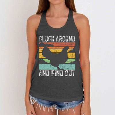 Cluck Around And Find Out Chicken Vintage Women's Knotted Racerback Tank