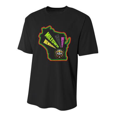 Classic African American Multicolor Wisconsin Milwaukee Youth Performance Sprint T-Shirt