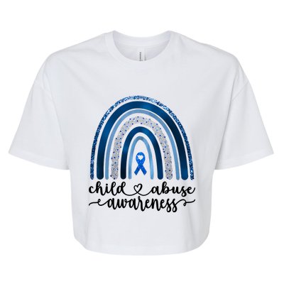 Child Abuse Awareness Rainbow Foster Care Stop The Abuse Bella+Canvas Jersey Crop Tee