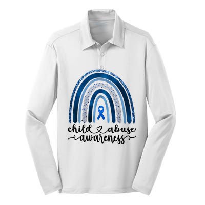 Child Abuse Awareness Rainbow Foster Care Stop The Abuse Silk Touch Performance Long Sleeve Polo