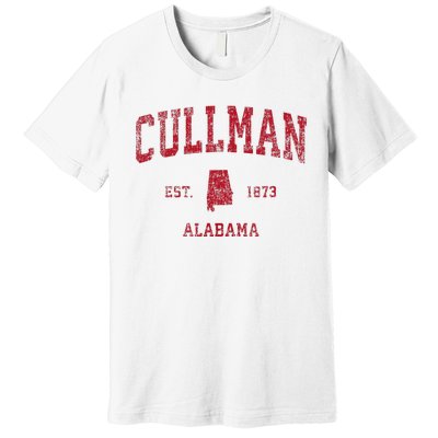 Cullman Alabama Al Vintage Sports Design Red Print Premium T-Shirt