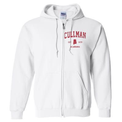 Cullman Alabama Al Vintage Sports Design Red Print Full Zip Hoodie