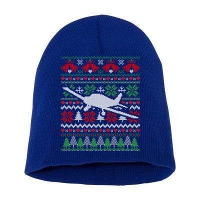 Christmas Airplane Aviation Gift Short Acrylic Beanie