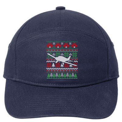 Christmas Airplane Aviation Gift 7-Panel Snapback Hat