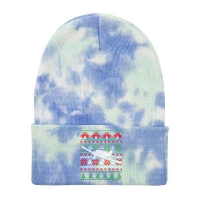 Christmas Airplane Aviation Gift Tie Dye 12in Knit Beanie