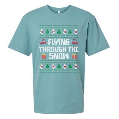 Christmas Aviator Airplane Santa Claus Aviation Christmas Funny Gift Sueded Cloud Jersey T-Shirt