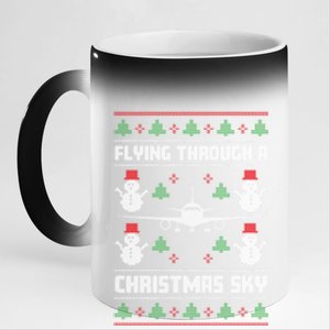 Christmas Aviator Airplane Santa Claus Aviation Christmas Cute Gift 11oz Black Color Changing Mug