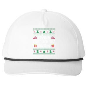 Christmas Aviator Airplane Santa Claus Aviation Christmas Funny Gift Snapback Five-Panel Rope Hat