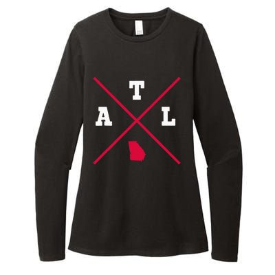 Classic ATL Atlanta Georgia Red Vintage State Outline Womens CVC Long Sleeve Shirt