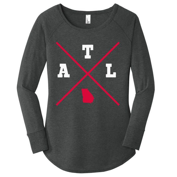 Classic ATL Atlanta Georgia Red Vintage State Outline Women's Perfect Tri Tunic Long Sleeve Shirt