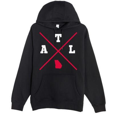 Classic ATL Atlanta Georgia Red Vintage State Outline Premium Pullover Hoodie