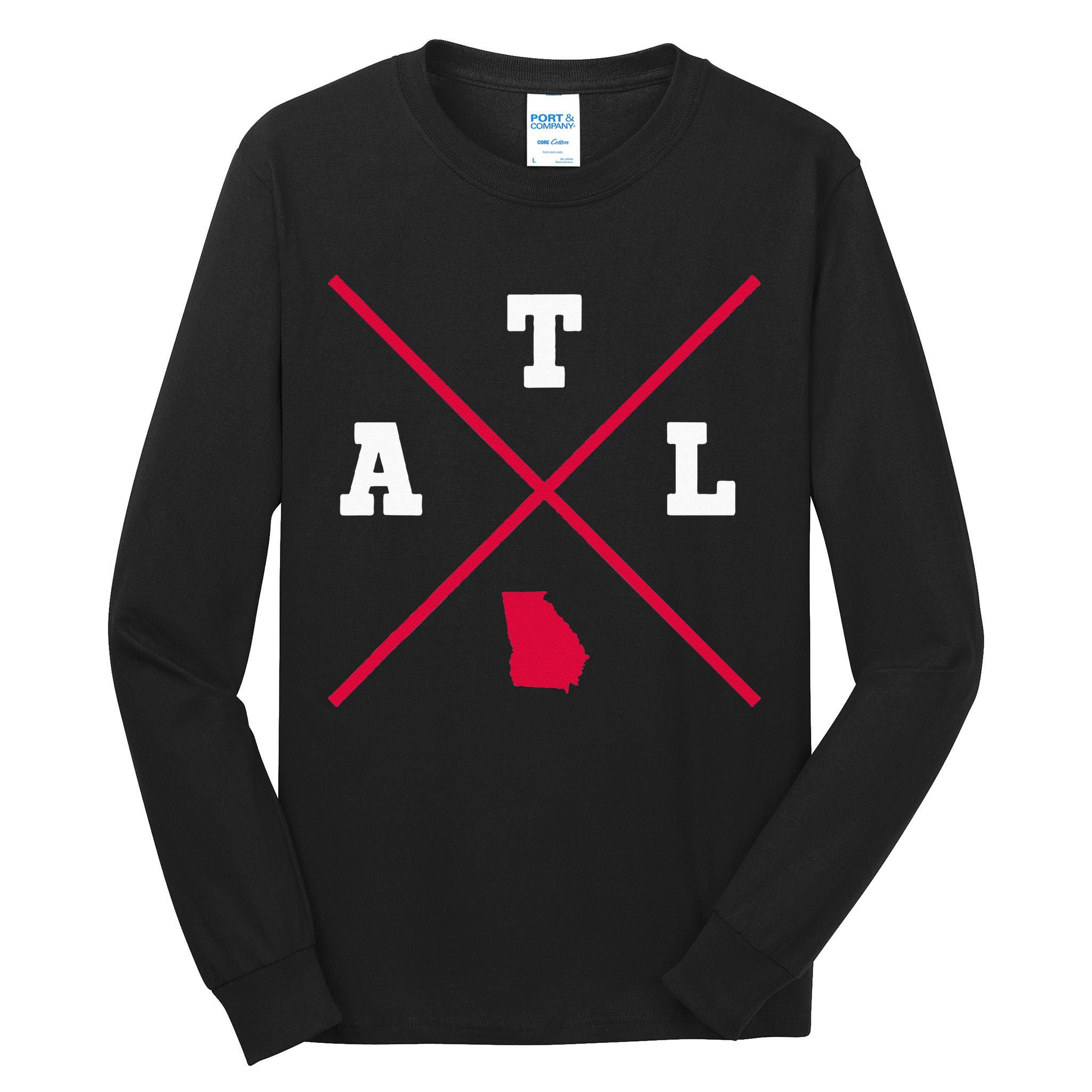 Classic ATL Atlanta Georgia Red Vintage State Outline Tall Long Sleeve T-Shirt