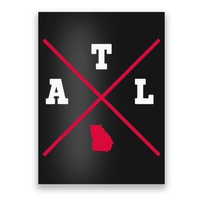 Classic ATL Atlanta Georgia Red Vintage State Outline Poster