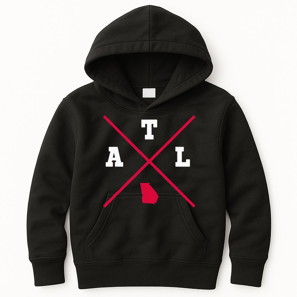 Classic ATL Atlanta Georgia Red Vintage State Outline Kids Hoodie