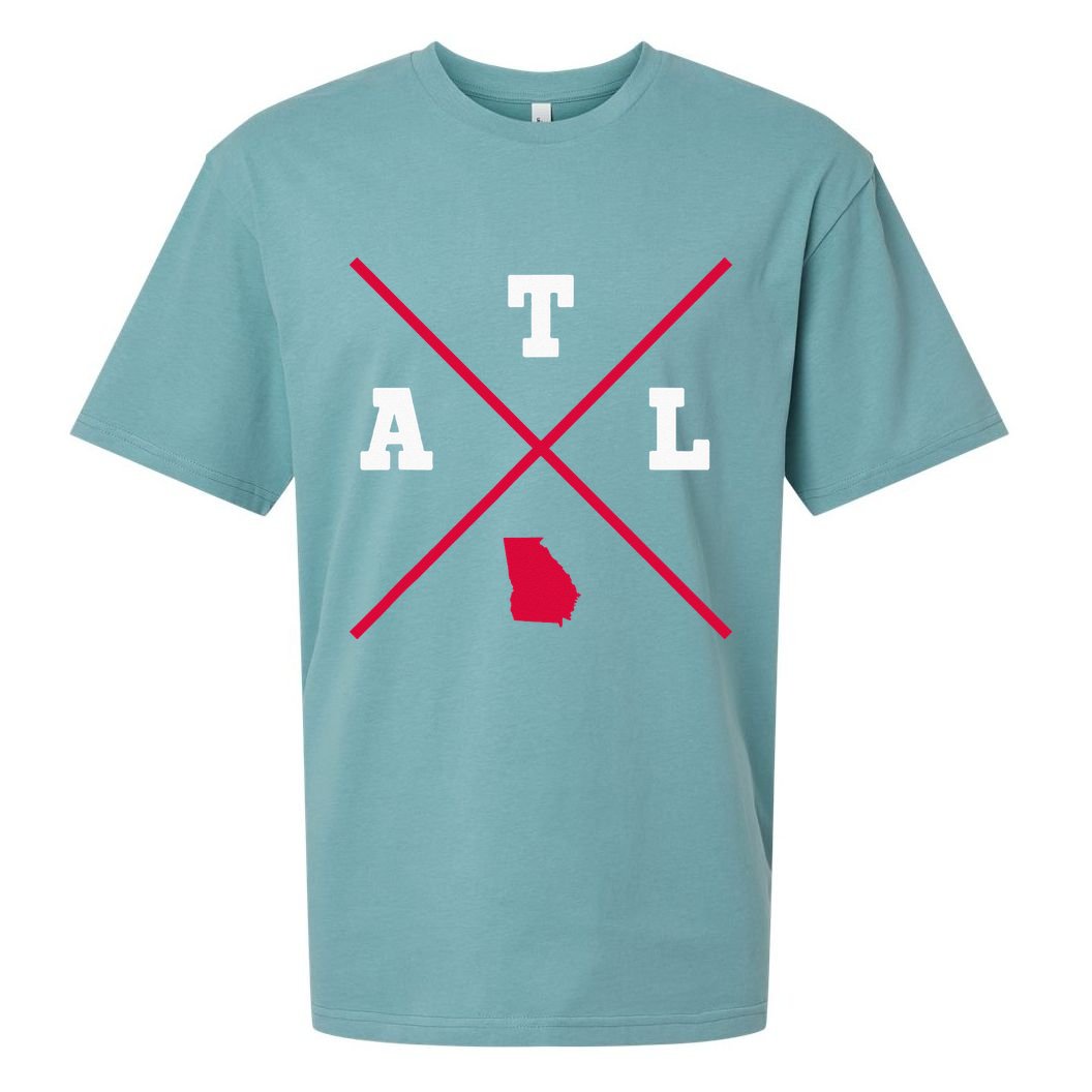Classic ATL Atlanta Georgia Red Vintage State Outline Sueded Cloud Jersey T-Shirt