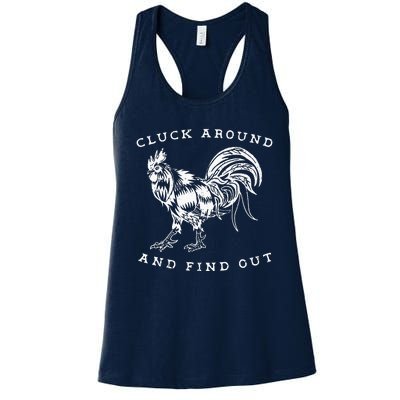 Cluck Around And Find Out Funny Chicken Adult Humor Women's Racerback Tank