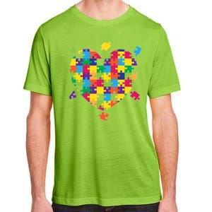 Cute Autism Awareness Rainbow Puzzle Pieces Heart Adult ChromaSoft Performance T-Shirt