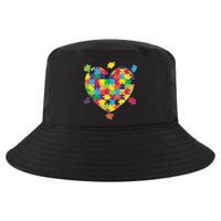 Cute Autism Awareness Rainbow Puzzle Pieces Heart Cool Comfort Performance Bucket Hat