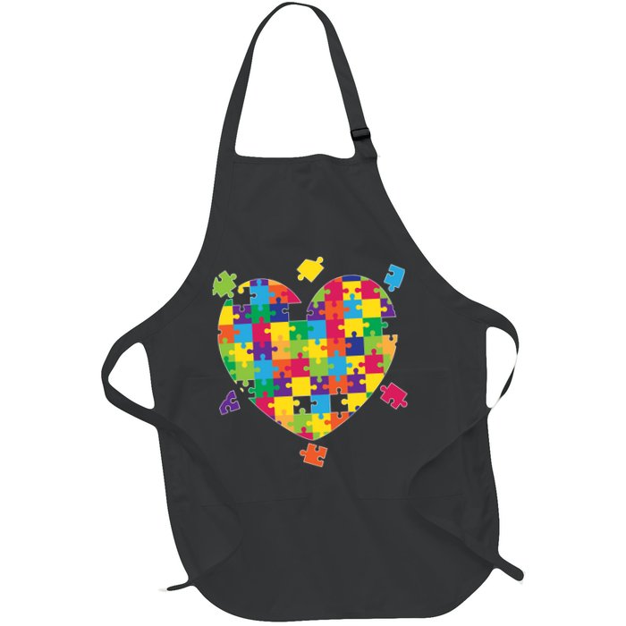 Cute Autism Awareness Rainbow Puzzle Pieces Heart Apron