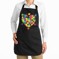 Cute Autism Awareness Rainbow Puzzle Pieces Heart Apron
