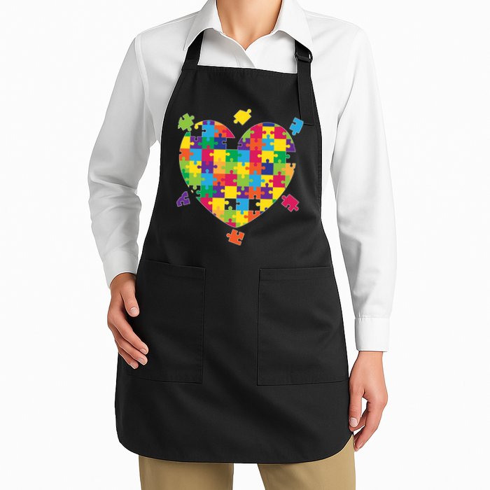 Cute Autism Awareness Rainbow Puzzle Pieces Heart Apron