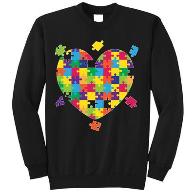 Cute Autism Awareness Rainbow Puzzle Pieces Heart Sweatshirt