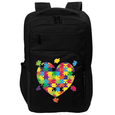 Cute Autism Awareness Rainbow Puzzle Pieces Heart Impact Tech Backpack