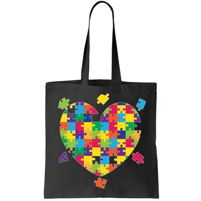 Cute Autism Awareness Rainbow Puzzle Pieces Heart Bag