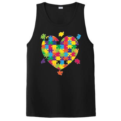 Cute Autism Awareness Rainbow Puzzle Pieces Heart PosiCharge Competitor Tank