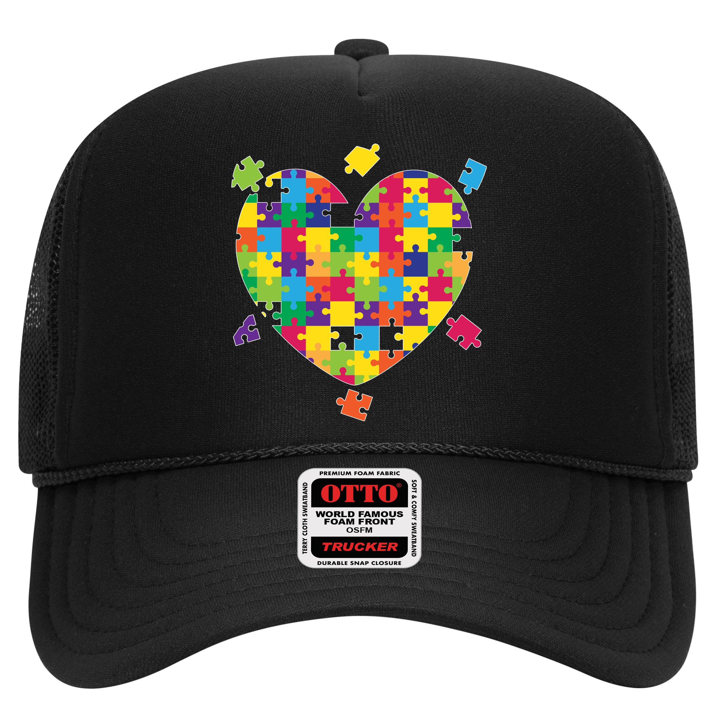 Cute Autism Awareness Rainbow Puzzle Pieces Heart Hat