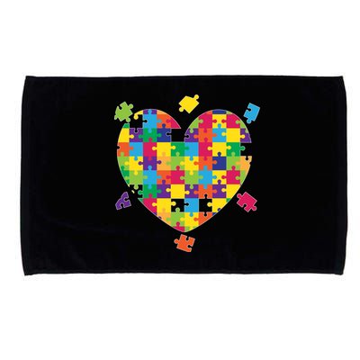 Cute Autism Awareness Rainbow Puzzle Pieces Heart Microfiber Hand Towel