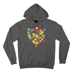 Cute Autism Awareness Rainbow Puzzle Pieces Heart Hoodie