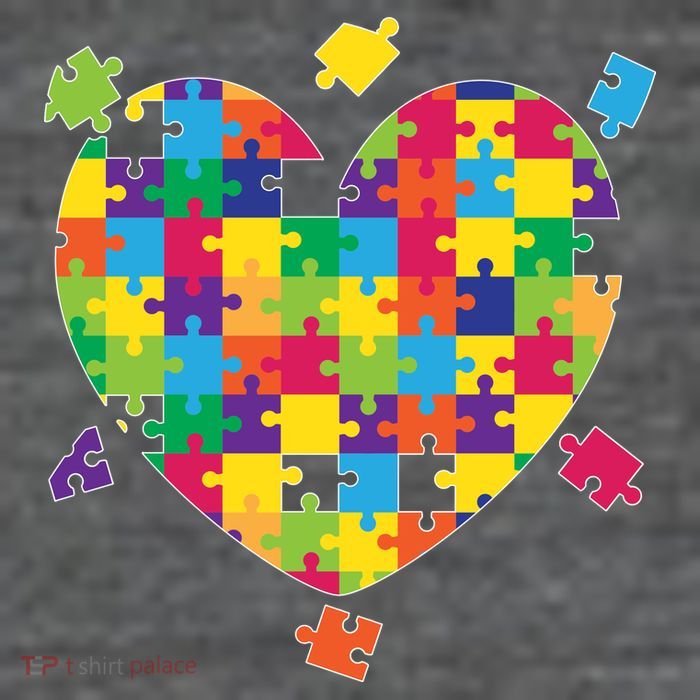 Cute Autism Awareness Rainbow Puzzle Pieces Heart T-Shirt