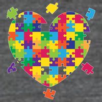 Cute Autism Awareness Rainbow Puzzle Pieces Heart 7-Panel Snapback Hat