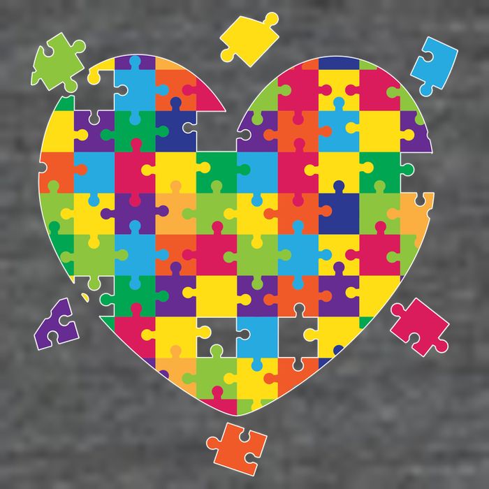 Cute Autism Awareness Rainbow Puzzle Pieces Heart 7-Panel Snapback Hat