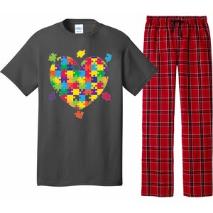 Cute Autism Awareness Rainbow Puzzle Pieces Heart Pajama Set