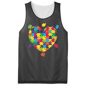 Cute Autism Awareness Rainbow Puzzle Pieces Heart Mesh Reversible Basketball Jersey Tank