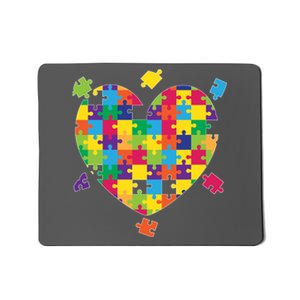 Cute Autism Awareness Rainbow Puzzle Pieces Heart Mousepad