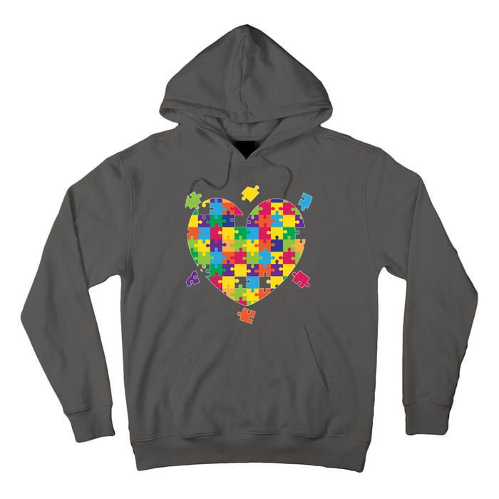 Cute Autism Awareness Rainbow Puzzle Pieces Heart Tall Hoodie